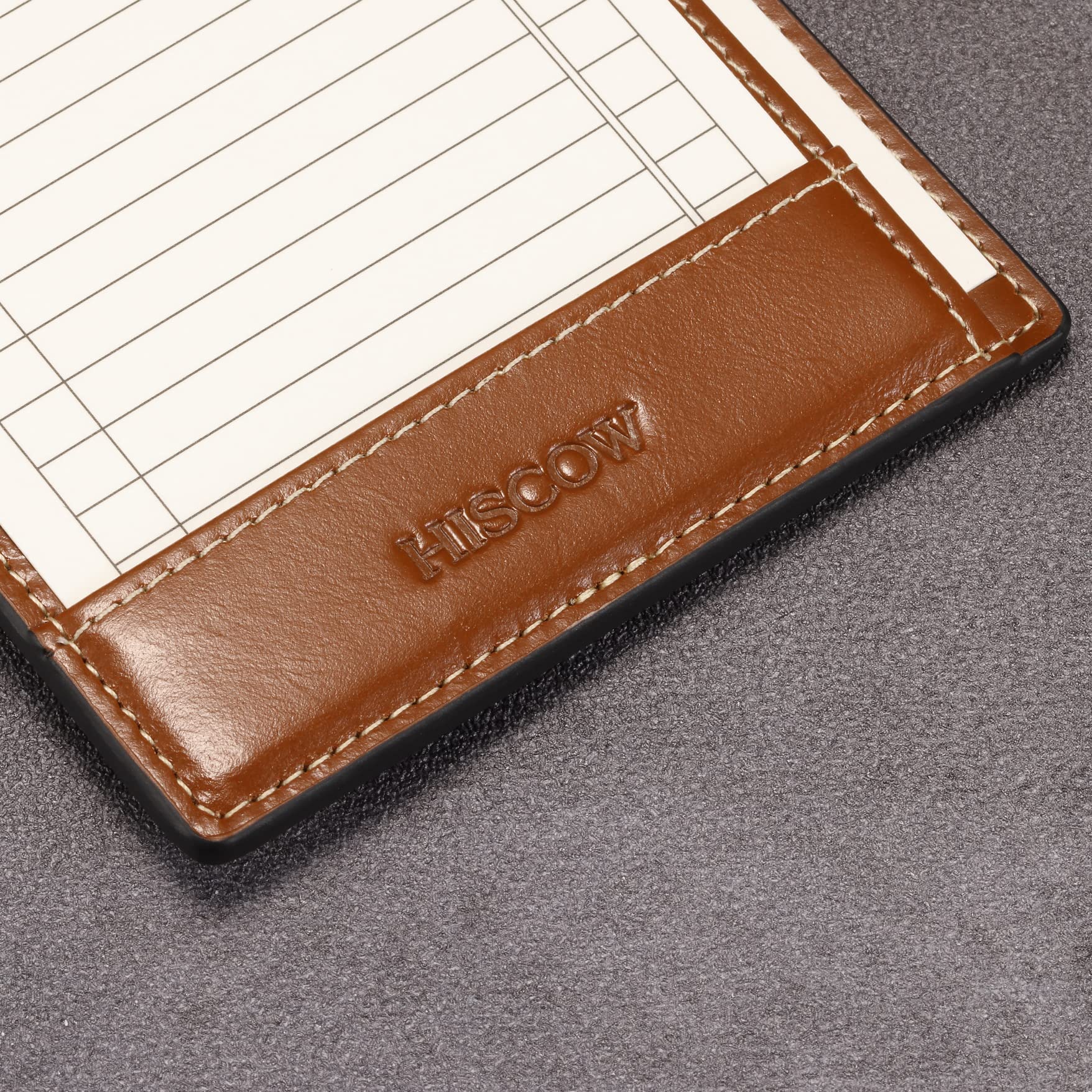 HISCOW Notizblock und Taschen-Notizbuch aus italienischem Leder, 7,6 x 12,7 cm, mit sicherem Stifthalter, nachfüllbarer Notizblock, Organizer für Arbeit und Reisen, Antikbraun