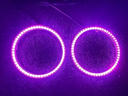 Miniatura 7 de SDO TECH - 2 anillos de halo de ojos de ángel para coche, 3.937 in, luz de circulación diurna, SMD3838, chips multicolores, anillo circular,