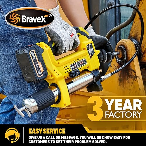 Miniatura 6 de Pistola de engrase inalámbrica, pistola de engrase eléctrica de 12,000 PSI, paquete de baterías recargables WT, manguera larga de alta presión de 40