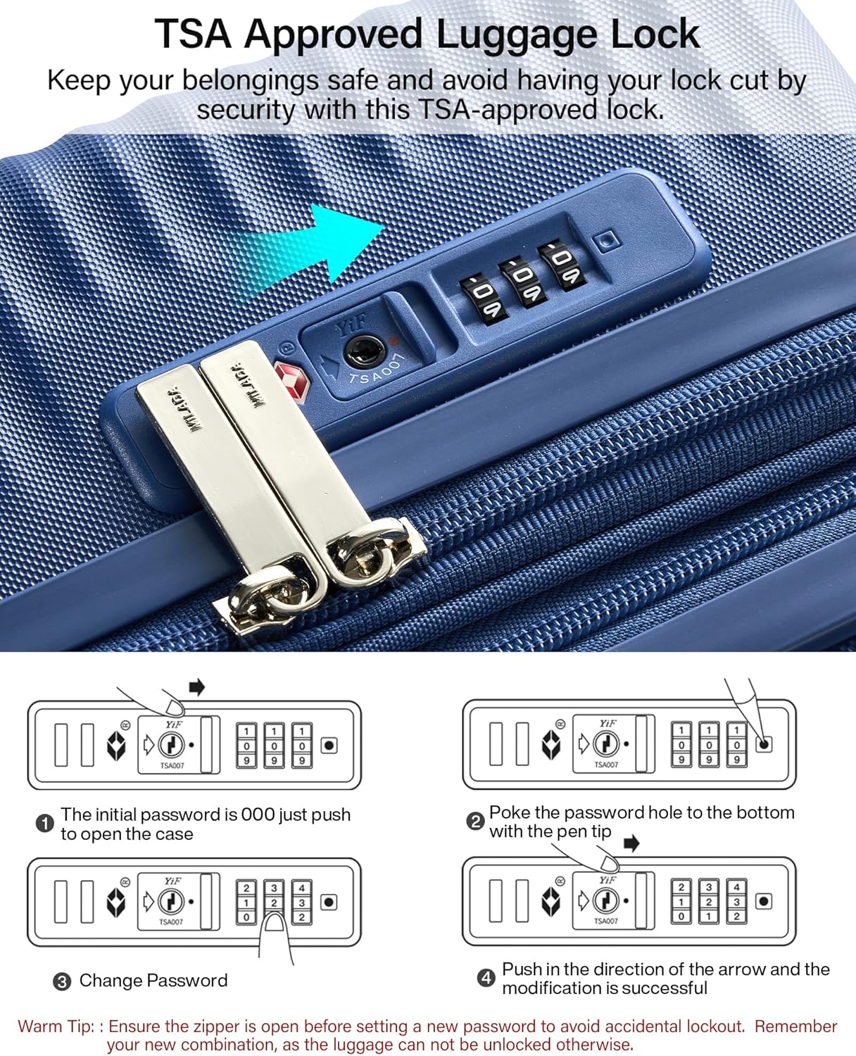 MILADA 24 Inch Expandable Checked Luggage - Hardshell Suitcase with Wheels, TSA Lock, Durable PC Shell, Checked Baggage, Lightweight & Scratch-Resistant, Interstellar Blue