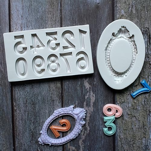 Miniatura 6 de ZHUOJIE Molde de silicona con números y marcos, 2 unidades, para decoración de pasteles, moldes de pasta de chocolate, Sugarcraft, para fiesta de