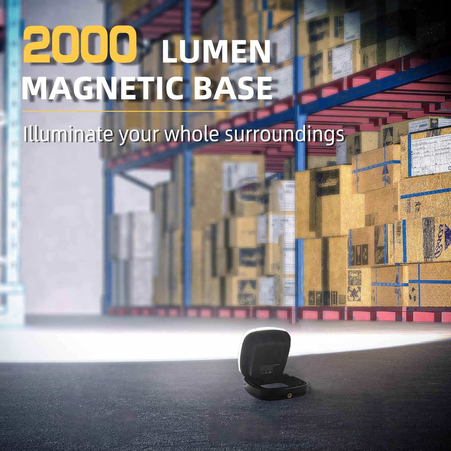 2000LM Magnetic Work Light Rechargeable with 9 Modes, LED Work Light, 10000mAh Battery with 80-Hour, IPX5 Waterproof, Emergency & Car Repair