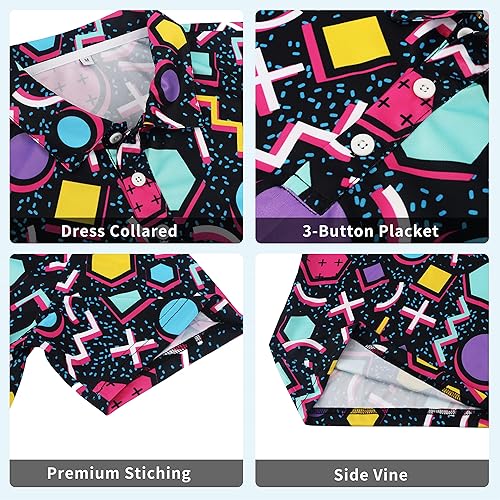 Miniatura 5 de Golf Shirts for Men - Print Mens Golf Polo Shirts Dry fit Moisture Wicking, Breathable Casual Short Sleeve Polo Shirt