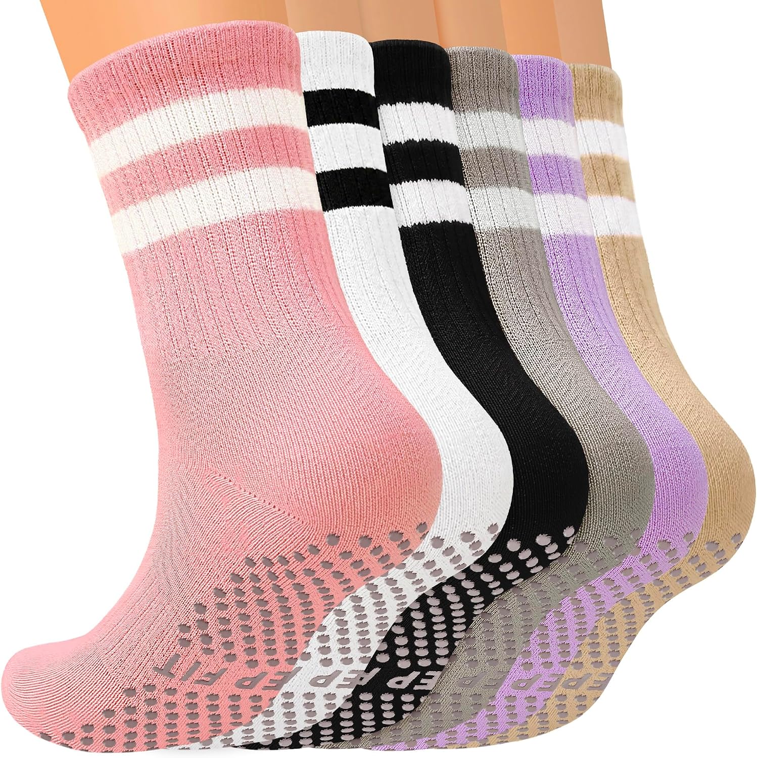 6 Pairs Grip Socks Non Slip Pilates Yoga Socks Grippy Socks Woman