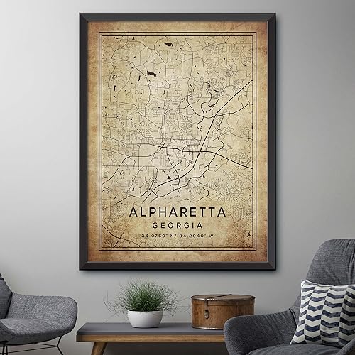 Miniatura 4 de Mapa de Alpharetta, Georgia, Vintage Western (16x20)