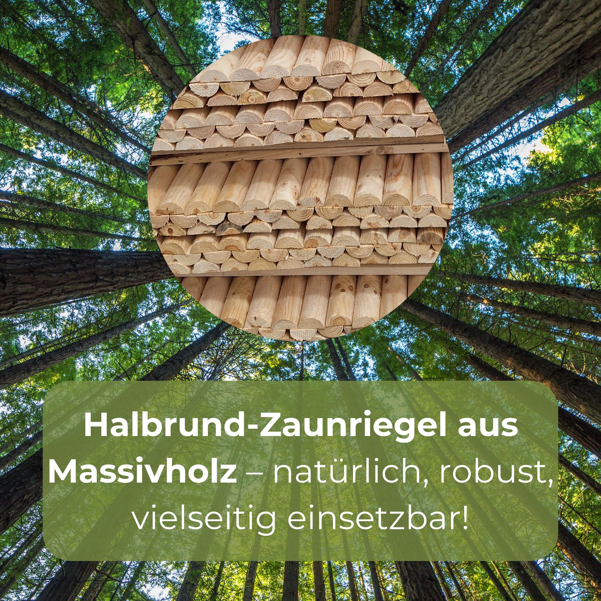 Pali Mezzi In Legno Massello 8 Pezzi ½ Ø6 cm Lunghezza 180 cm Non Impregnati Per Recinzione Montanti Palo Giardino