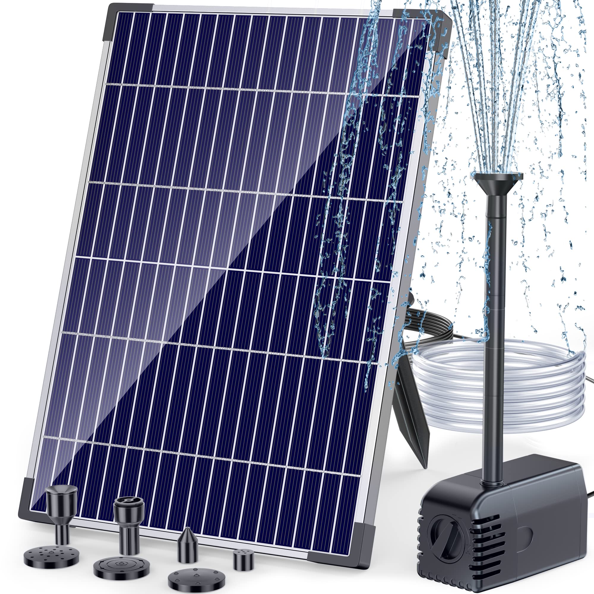 antfraerSolar Water Pump Outdoor, 12 Watt Solar Fountain Pump Kit, 160GPH+ Submersible Solar Water Fountain Flow Adjustable with PVC Tubing for Pond Garden Waterfall Bird Bath Hydroponics