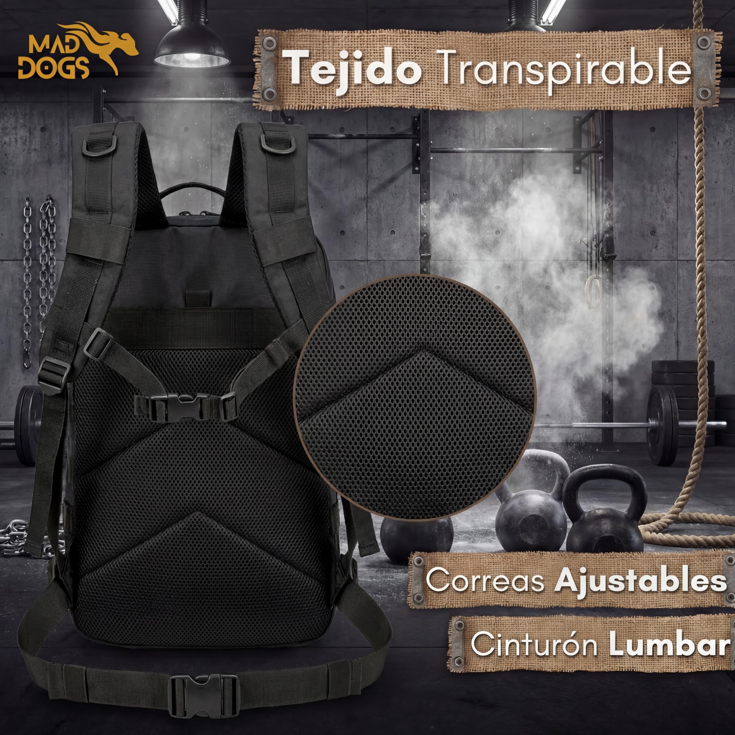 MAD DOGS Taktischer Militär-Rucksack, 45 l, wasserdicht, mit Molle-System, robust und multifunktional, für Survival, Wandern, Jagd, Airsoft, Trekking, Camping, Herren und Damen