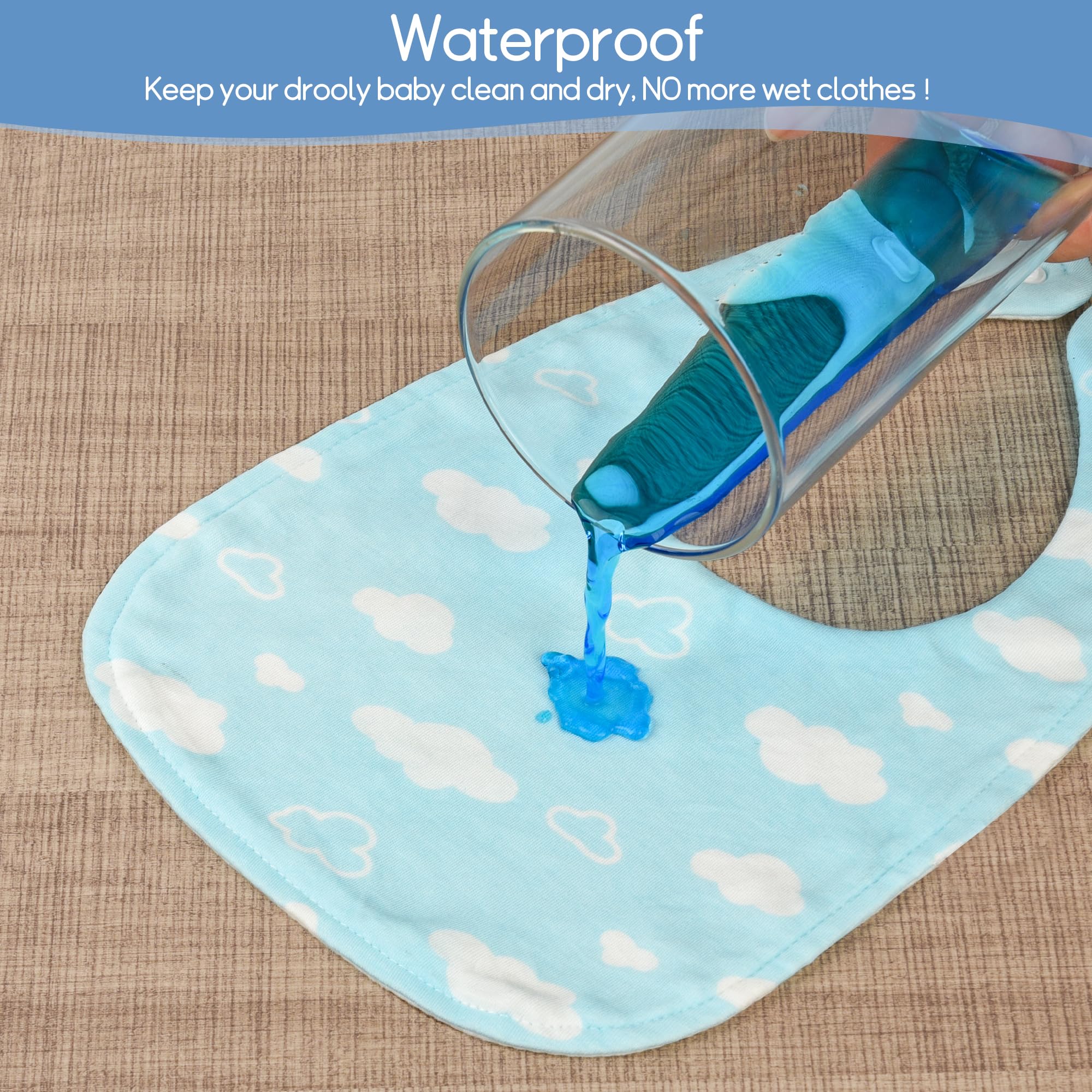 Yafane Baby Dribble Bibs Waterproof Absorbent Cotton Drool Bibs for Baby Boys Girls Unisex Bibs Toddlers Infants for Feeding and Teething 10 Pack (Blue/White) - Image 2