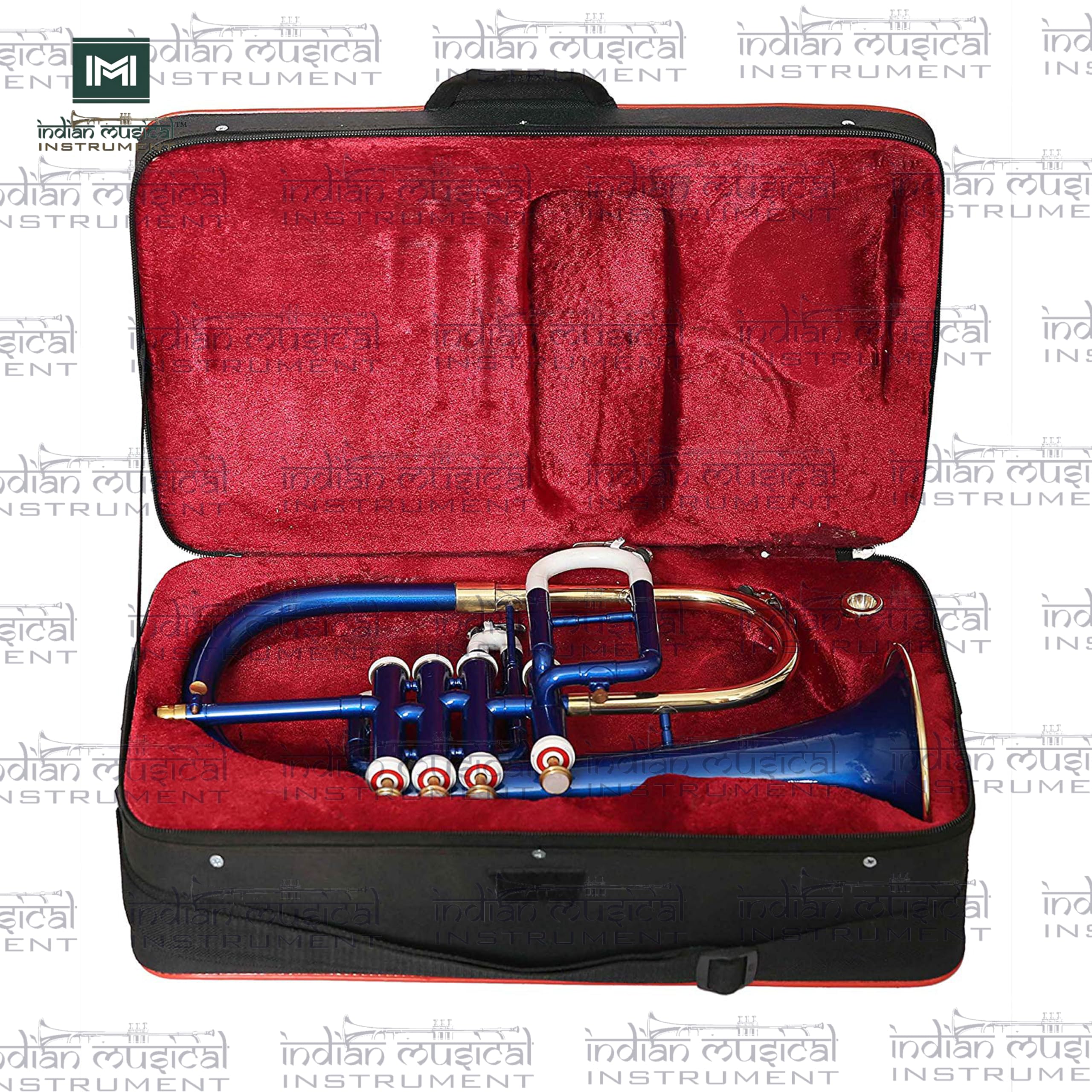 Flugel Horn 4 valvole passo BB con custodia rigida e bocchino (blu bianco oro)