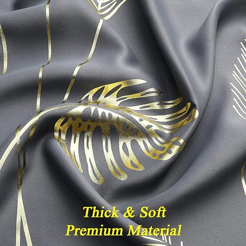 Miniatura 5 de Estelar Textiler - Cortinas opacas con bloqueo de luz y aislamiento térmico, con patrón dorado de hoja de palma y trigo, para sala, 52 pulgadas de