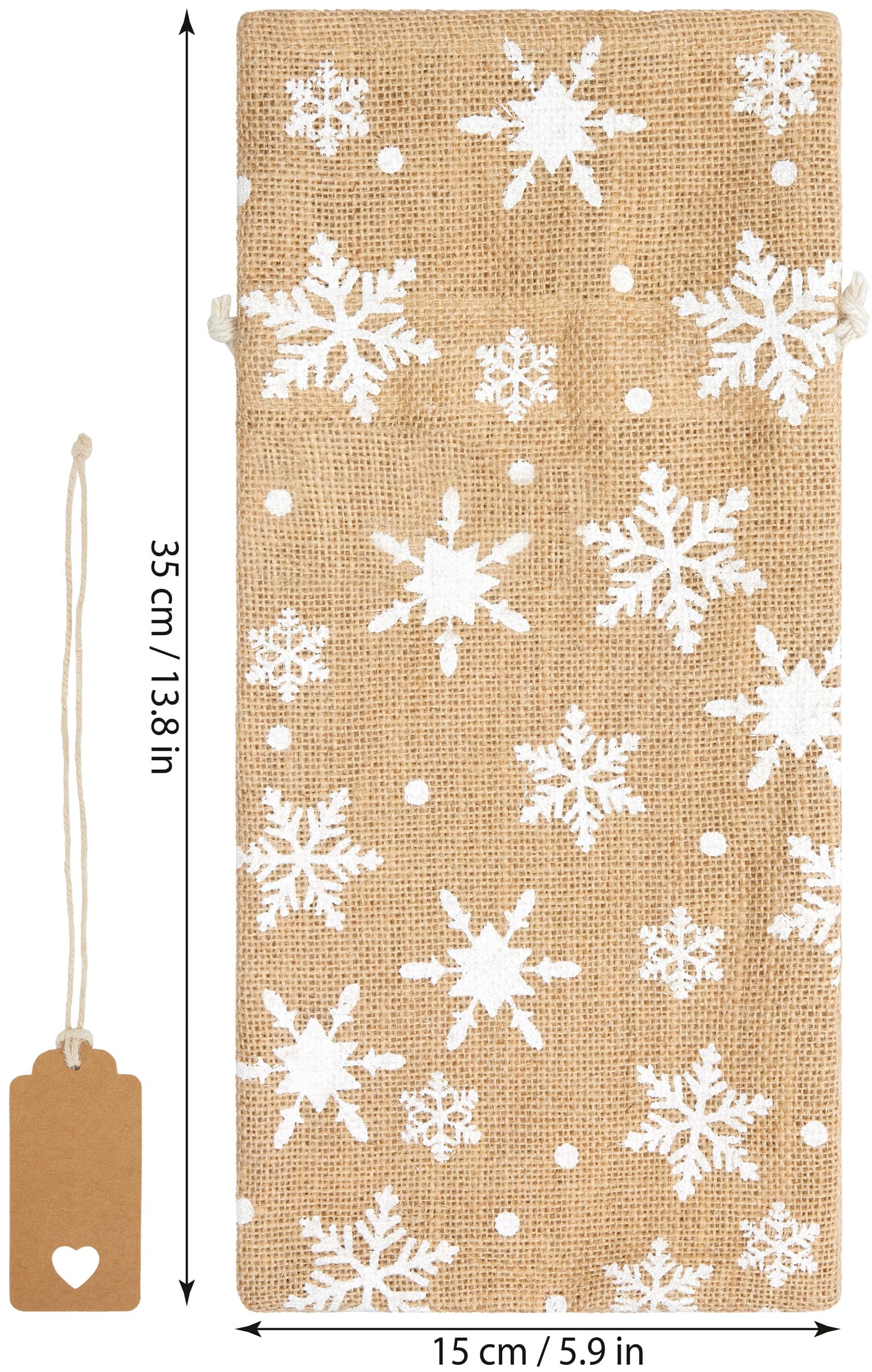 BRUBAKER 15er Set Weinbeutel für Weihnachten - Schneeflocken Weiß