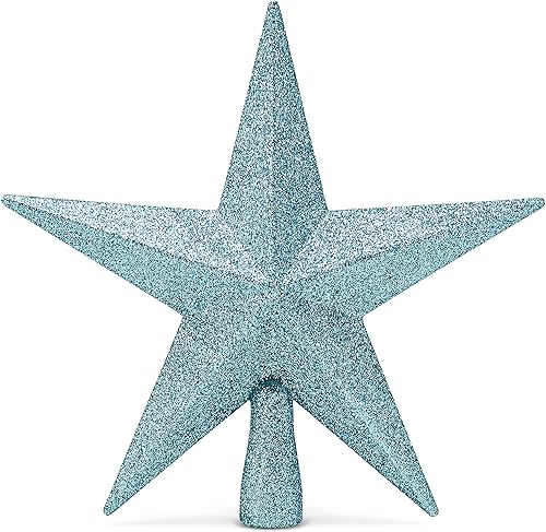 Ornativity Decoración para árbol de estrella con purpurina, decoración navideña azul Tiffany para árbol de Navidad, decoración de árbol de estrellas