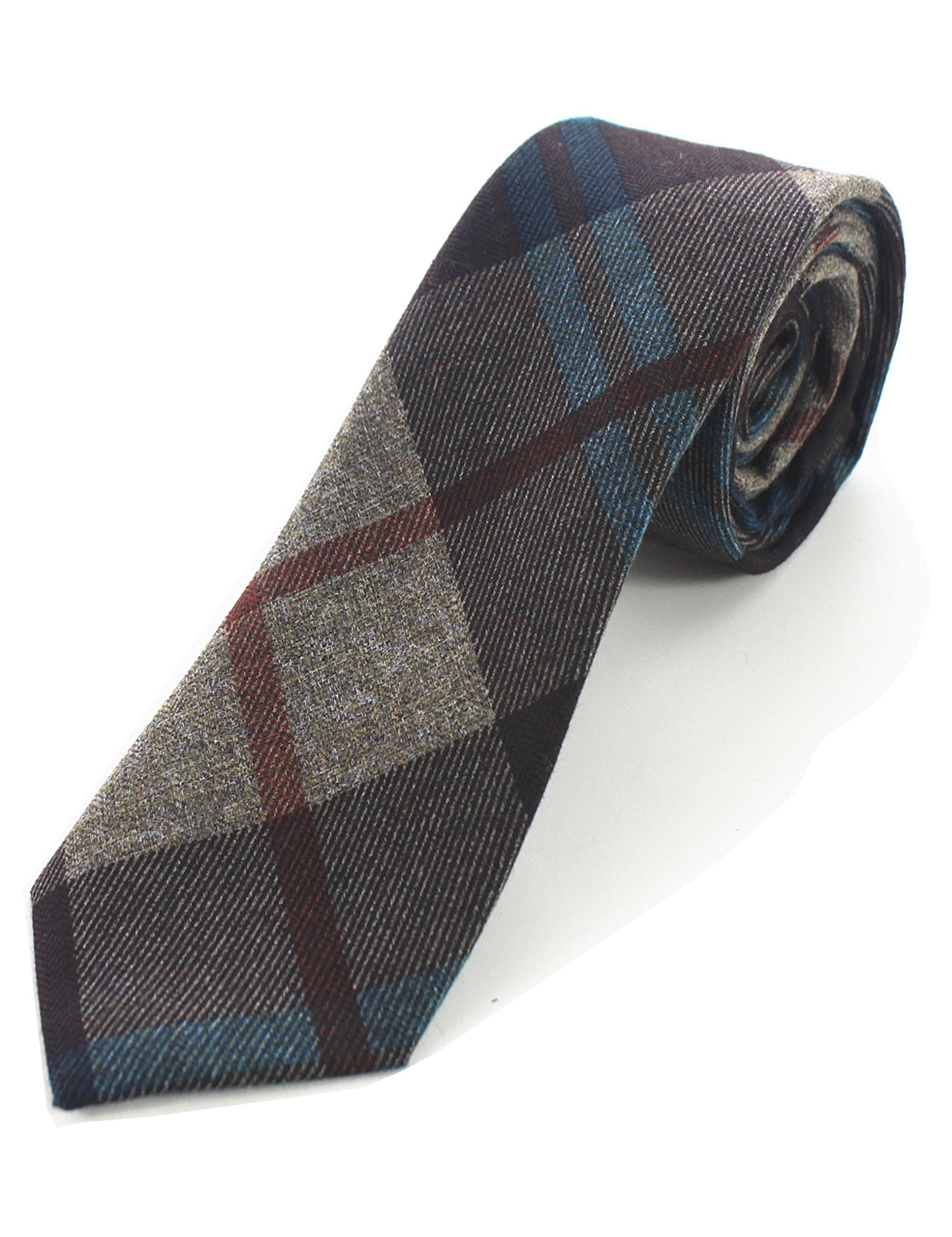 jemygins 2.4" Mens Cotton Skinny Tie Plaid Striped Cashmere Wool Necktie (22)-picture-8