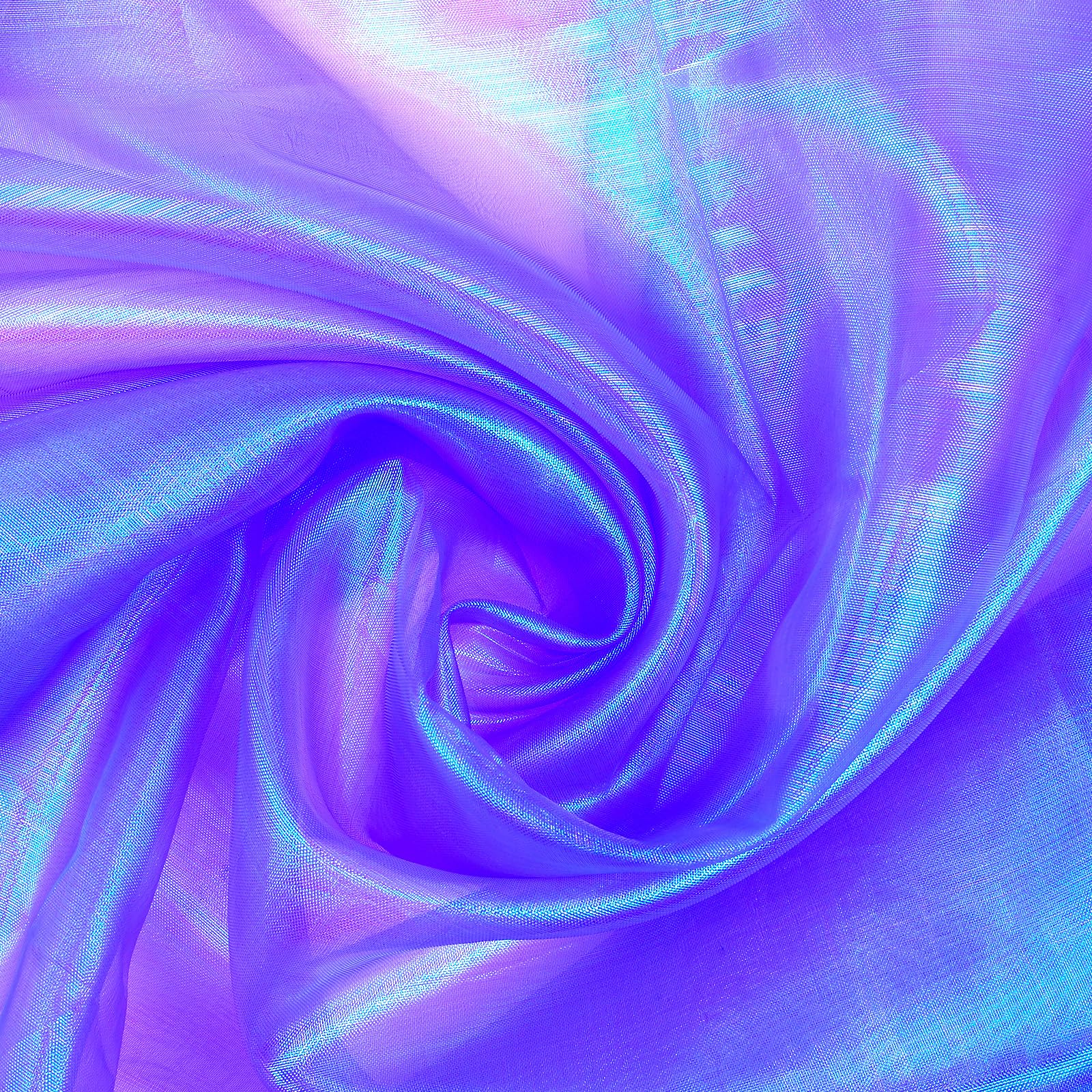 2.2 Yard Organza Fabric 59Inch Silky Tulle Iridescent Fabric Sheer Gradient Holographic Sheer Fabrics By the Yard for DIY Dress Costume Wedding Photography Curtain Party Decor(Purple)