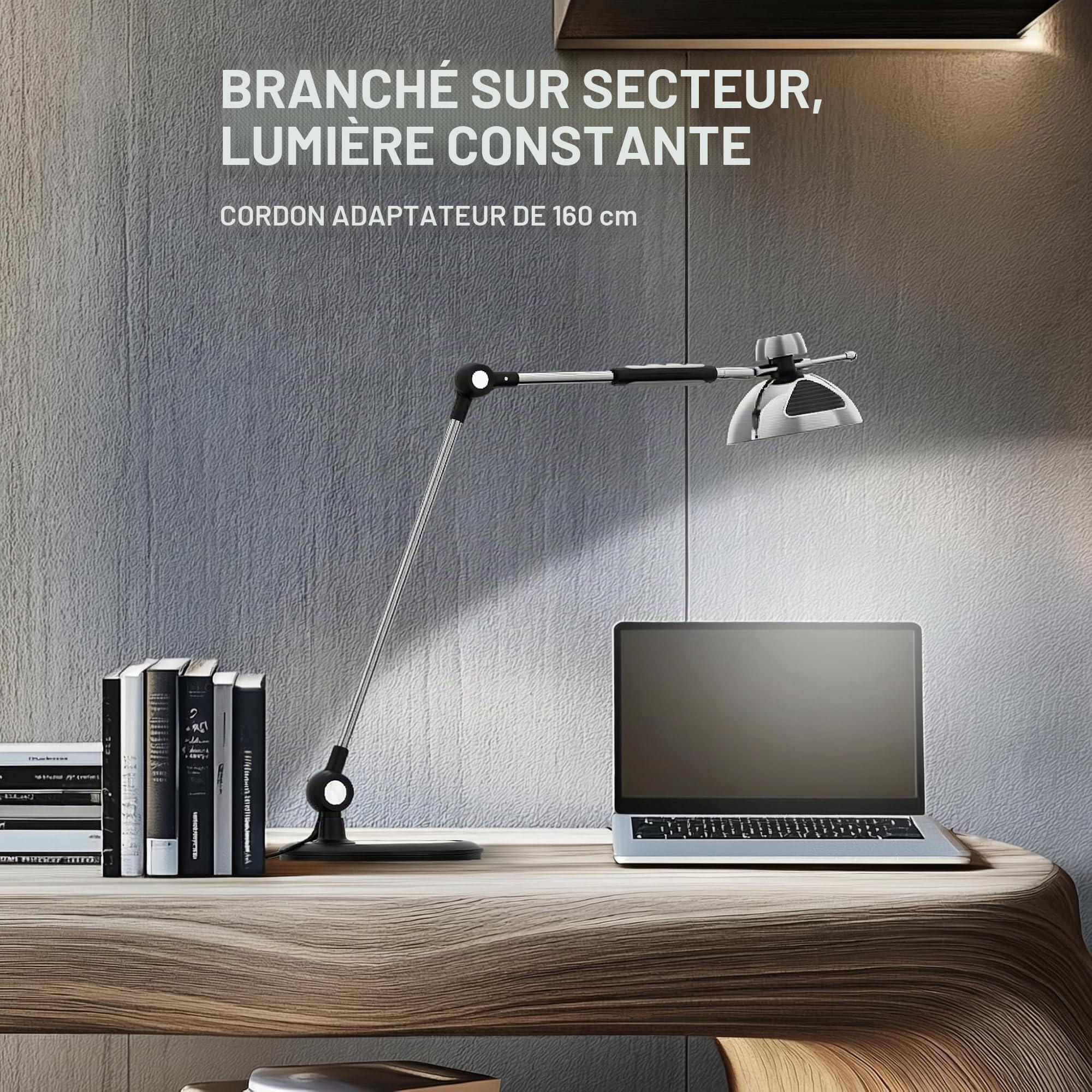 OTUS Lampe de Bureau LED avec Commande Gestuelle | Lampe de Table 12 Niveaux Luminosité, 3 Températures Couleur, Architecte Rétro avec Bras Articulé | Lumiere Bureau pour Lecture, Atelier