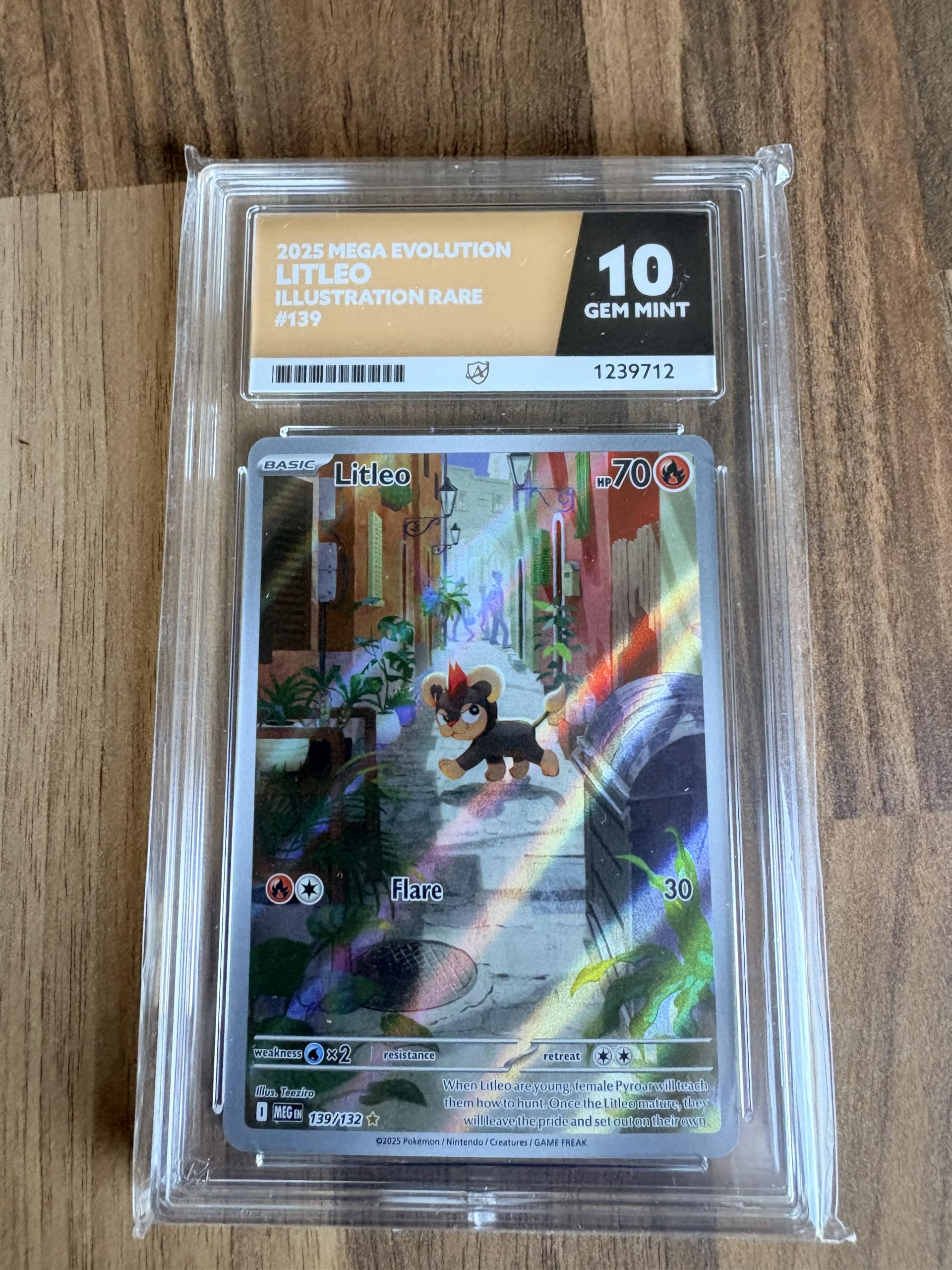 2025 Mega Evolution Litleo Illustrazione Rara 139 Trading Card Graded Ace 10 Gem Mint