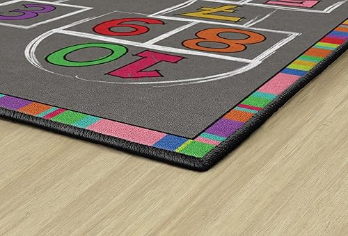 Miniatura 6 de Flagship Carpets Hopscotch - Alfombra de área de actividades con números arcoíris para aula infantil o en casa, alfombra de habitación de niños o