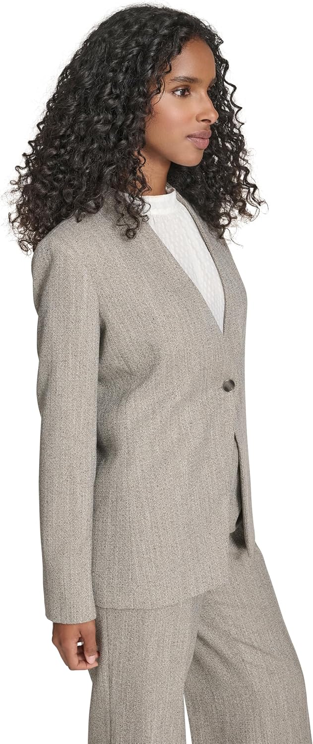 Calvin Klein Womens Notch Collar One Button Long Sleeve Blazer - Image 3