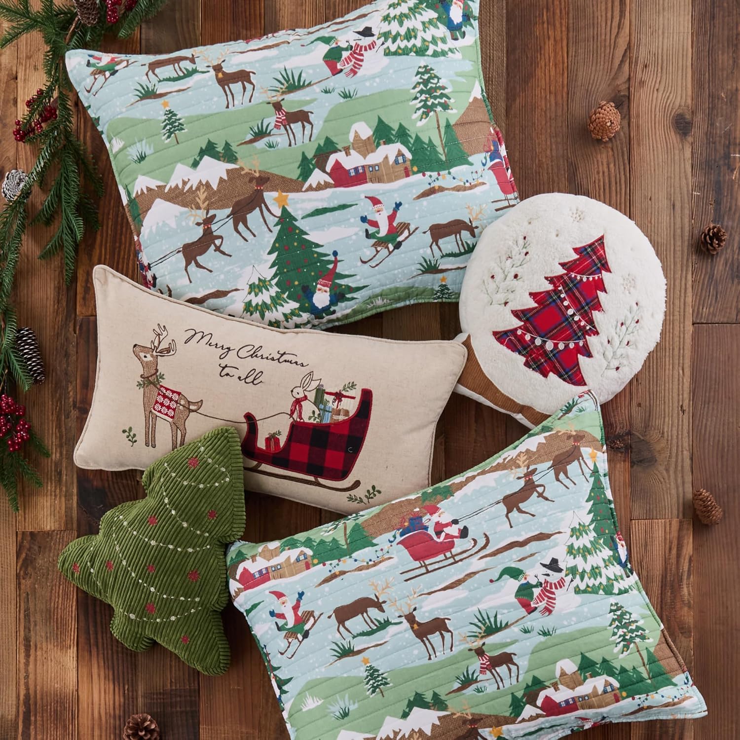 Levtex Home - Snow Globe Decorative Pillow (14x13in.) - Red White Green
