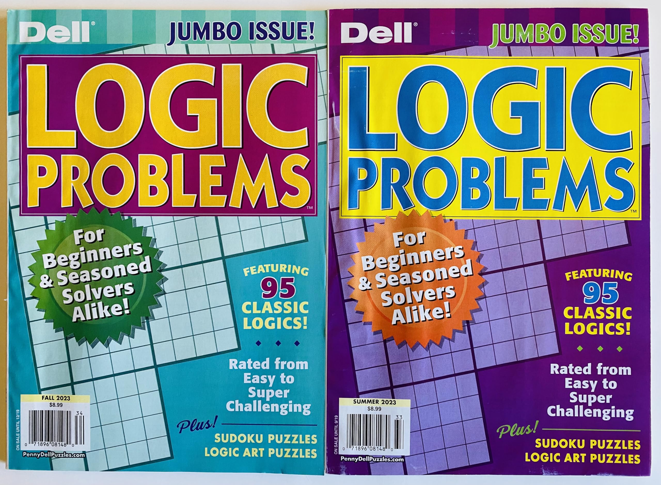 Lot of 2 Dell Penny Press Logic Problems Puzzles Summer 2023 and Fall 2023 Jumbo Issues