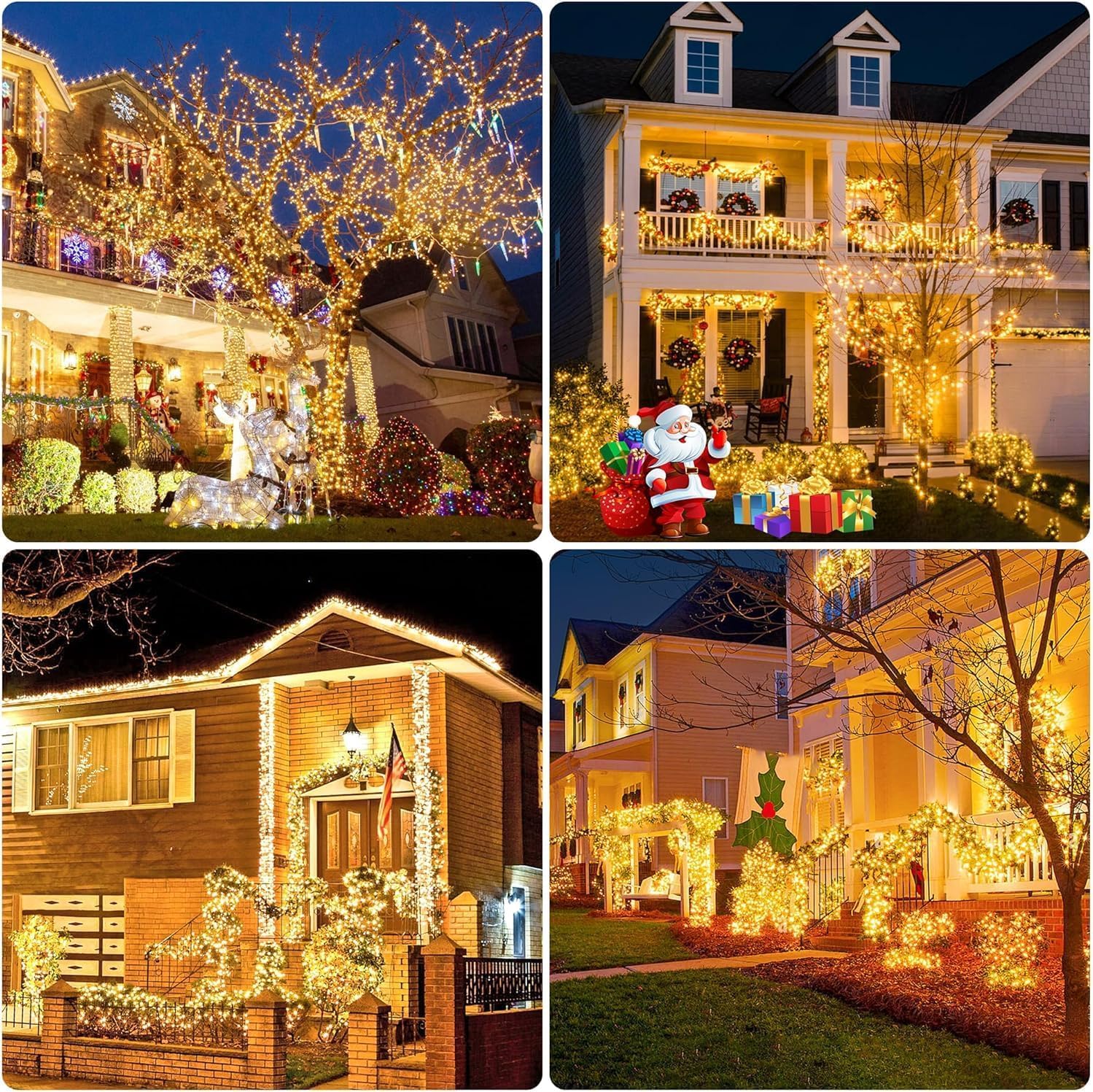 Amzxart Catena di luci solari per esterni, 400 LED, 42 m, per esterni, a energia solare, 19 modalità, per esterni, IP65, impermeabile, per balcone, giardino, feste (bianco caldo)