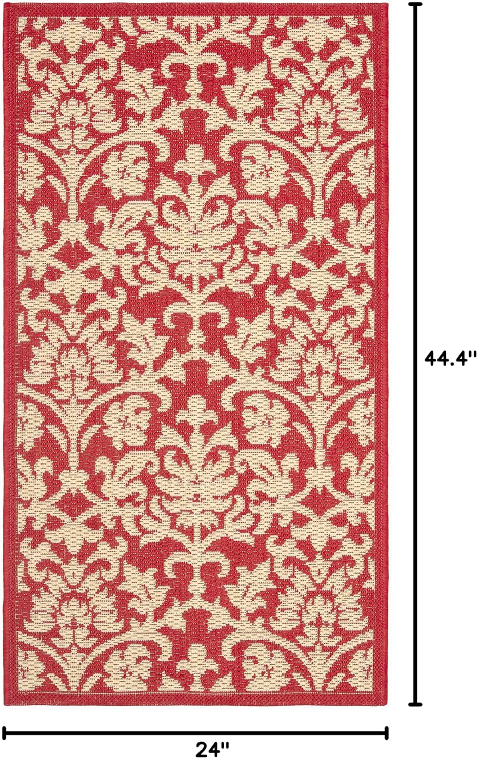 SAFAVIEH Courtyard Collection Accent Rug - 2' x 3'7", Red & Natural, Non-Shedding & Easy Care, Indoor/Outdoor & Washable-Ideal for Patio, Backyard, Mudroom (CY3416-3707)