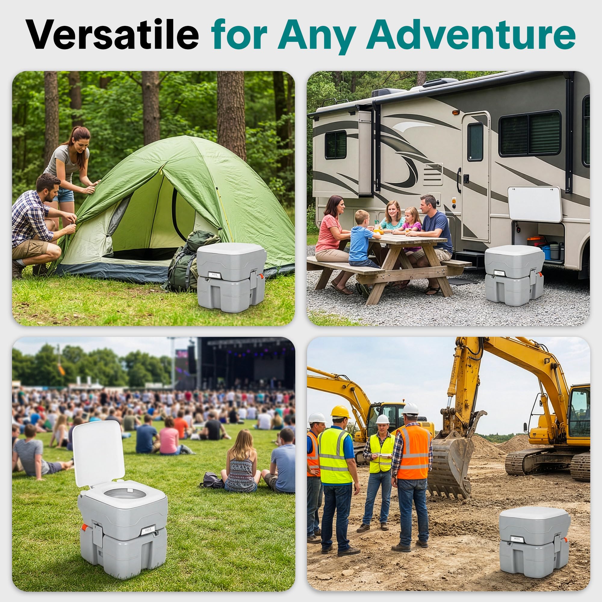 SereneLife Toilettes de Camping Portables 20 L avec Sac de Transport, WC Chimique Portable avec Plus de 100 Chasses d’Eau, Toilette Portable Étanche Anti-Odeurs, Jusqu’à 150 kg