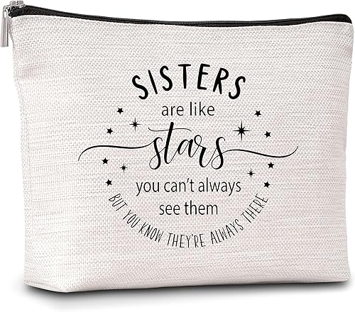 AWSICE Bolsa organizadora de maquillaje para hermanas, regalos para hermanas, bolsa de cosméticos inspiradora, regalos de amistad para hermanas,