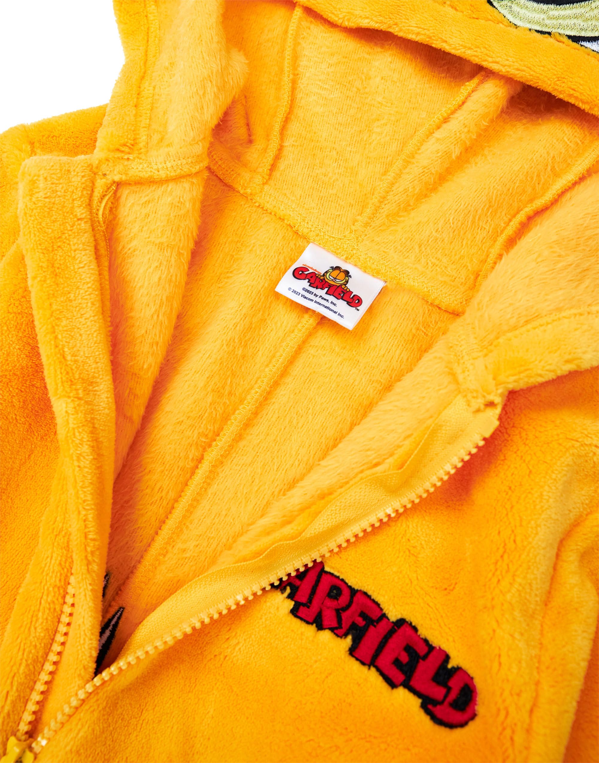 Garfield Mono para Adultos | Pijama Entero en Naranja para Hombres y Mujeres | Mono de Dormir con Cremallera, Capucha y Cola 3D | Traje de una Pieza de Gato de Dibujos Animados Ropa de Estar