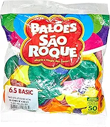 KuPro Balão Classic N.065, Cores Sortidas, 50 Unidades, Festa, Crianças, Unissex