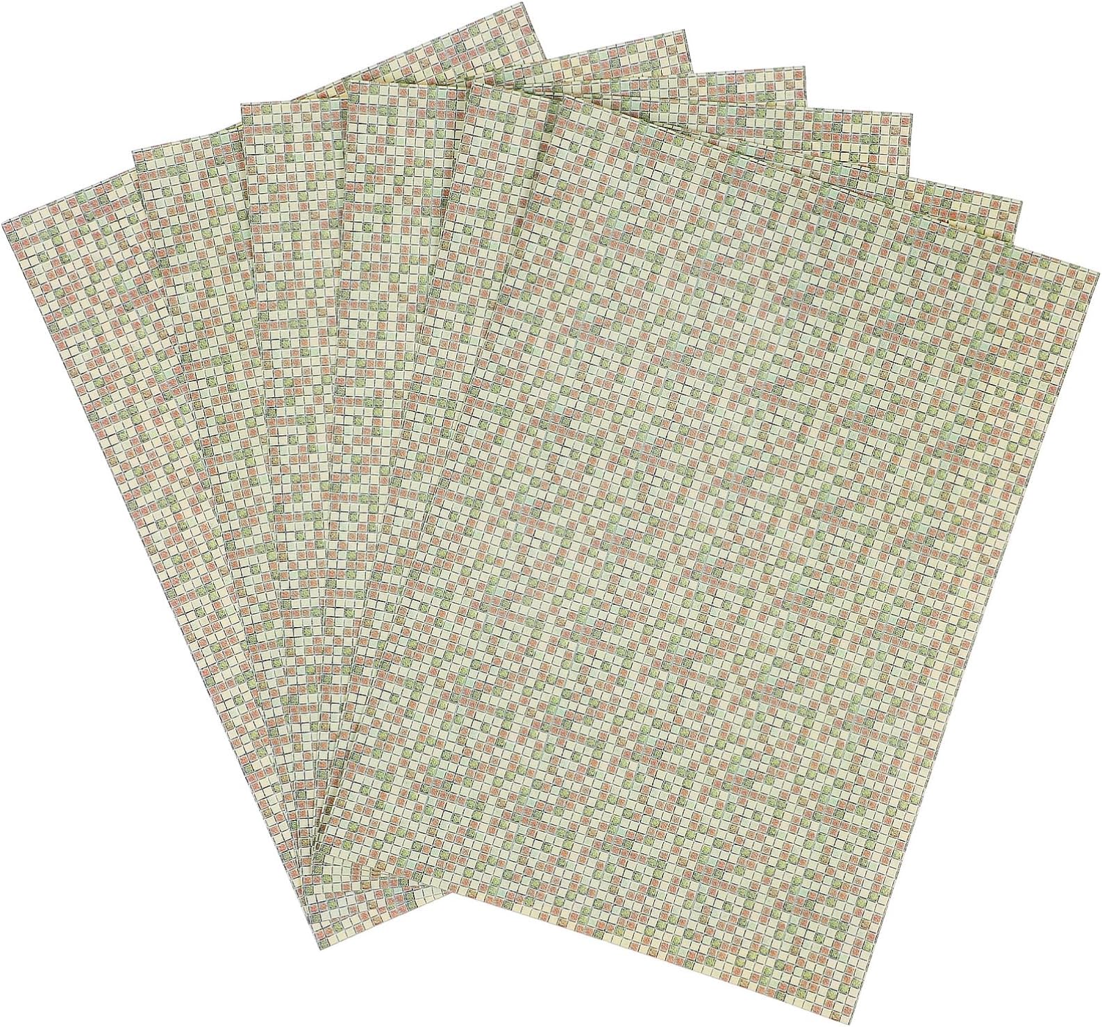 – Toyvian 6 Sheets Doll House Floor Mats 1/12 Paper Sticker, Self-Adhesive Wall Tiles Dollhouse Accessories for Doll Bathroom Kitchen Decor