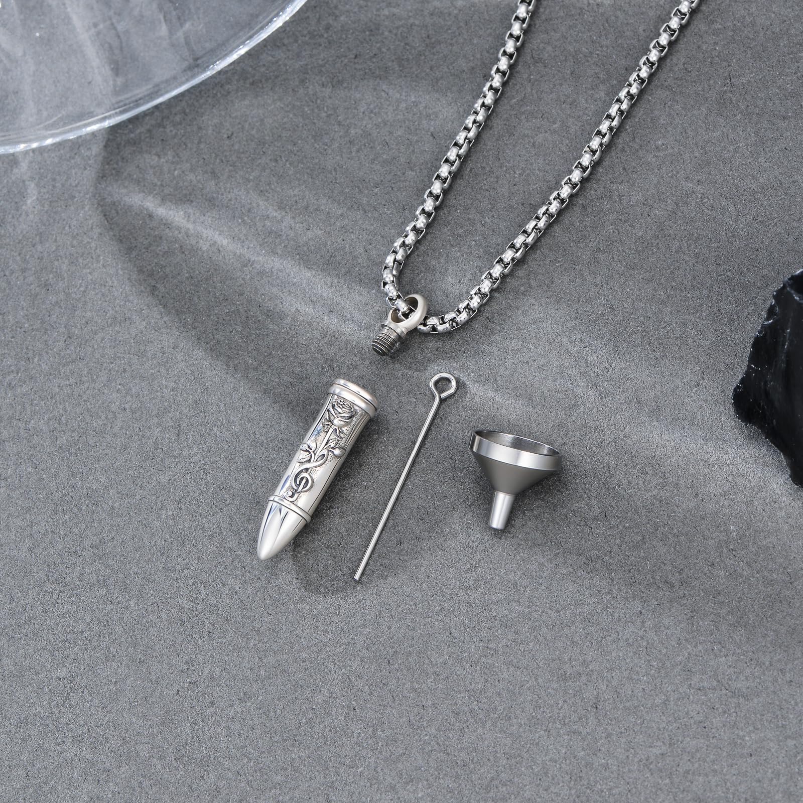 ROMANTICWORK Collana con urna a forma di proiettile, in argento Sterling 925, con ciondolo a forma di aquila, lupo, musica, scorpione, per anniversari, compleanni, regali di Natale, uomini e donne
