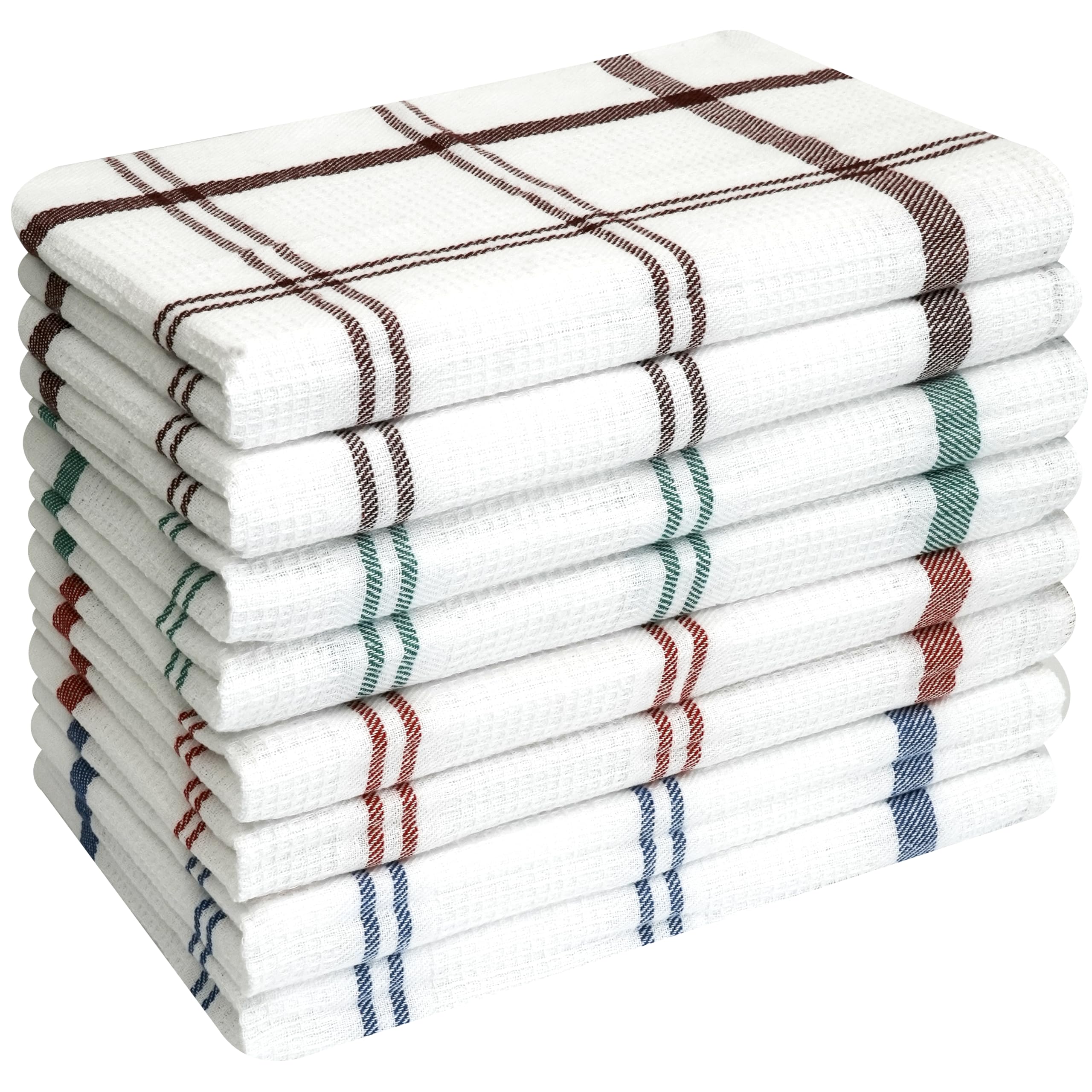 Infinity Tea Towels Kitchen | Cotton Kitchen Tea Towel Sets | Super Absorbent Cloth, Quick Dry Cloths | Lint free & Fade Resistant (8, Gingham Towel)