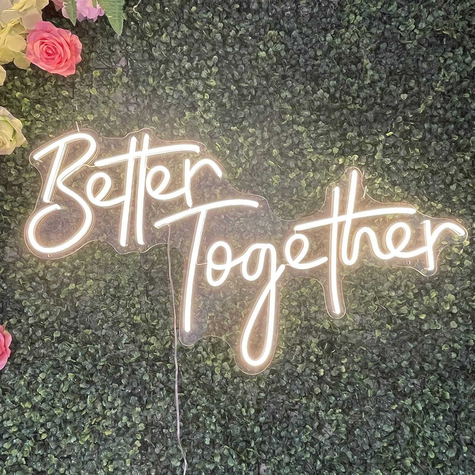 Large 28.5" Better Together LED Neon Sign for Wall, Bedroom, Home Decor, Neon Light Signs for Bridal Shower, Party, Weeding Decoration, Warm White
