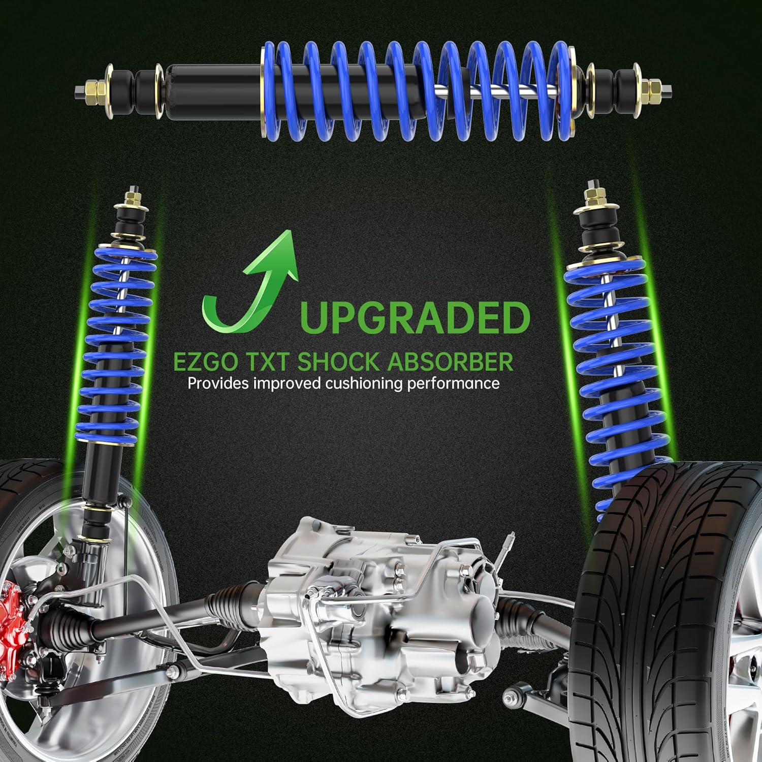 10L0L Heavy Duty Coil Springs Golf Cart Front/Rear Shock Absorber Kit for EZGO TXT, Medalist 1994-up Gas or Electric, OEM# 70928-G01 70630-G01 76418-G01 70248-G01 70324-G01 76419-G01 (Blue)