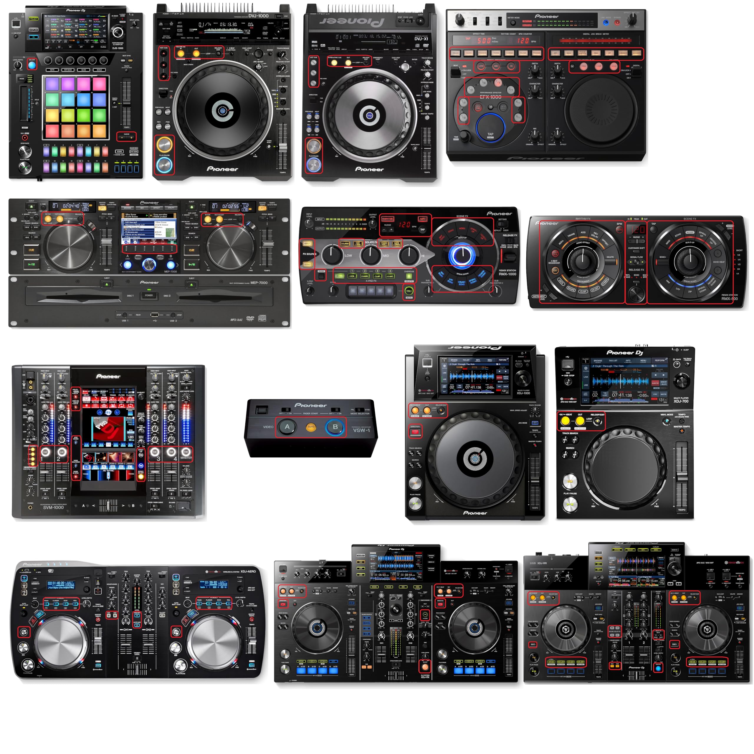 PIONEER CDJ DJM DDJ など スイッチ 10個 ボタン 修理 パーツ 交換 DJ