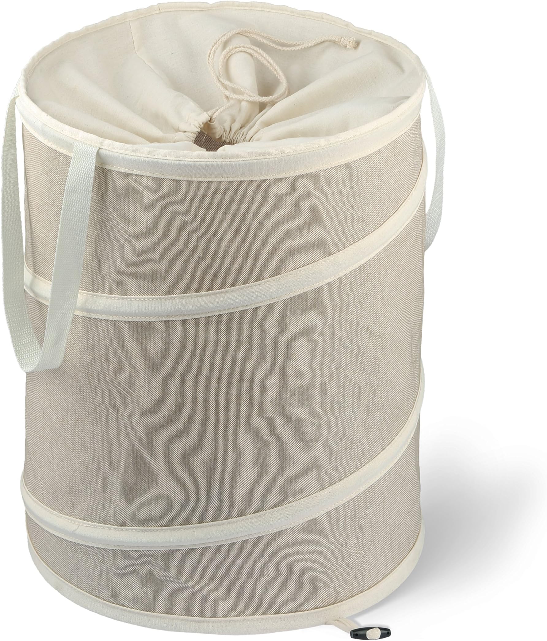 Pop-Up Laundry Hamper – Ailina Large Laundry Basket Foldable Drawstring Round Cotton Linen Collapsible Storage Basket