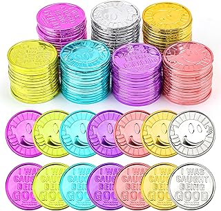 110Pcs Smile face Tokens for Kids Behavior Caught Being Good Coins 7 Colors Plastic Reward Coins for School Classroom Behavior Incentives Game Party Supplies 1.46inch