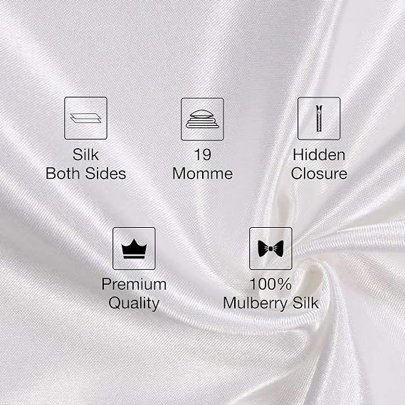 Silk Pillowcase - 100% Silk, Purple, 51 x 76 cm - Breathable, Hypoallergenic, Temperature-Regulating (1, Queen (U.K. Standard))