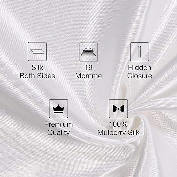 Silk Pillowcase - 100% Silk, Purple, 51 x 76 cm - Breathable, Hypoallergenic, Temperature-Regulating (1, Queen (U.K. Standard))