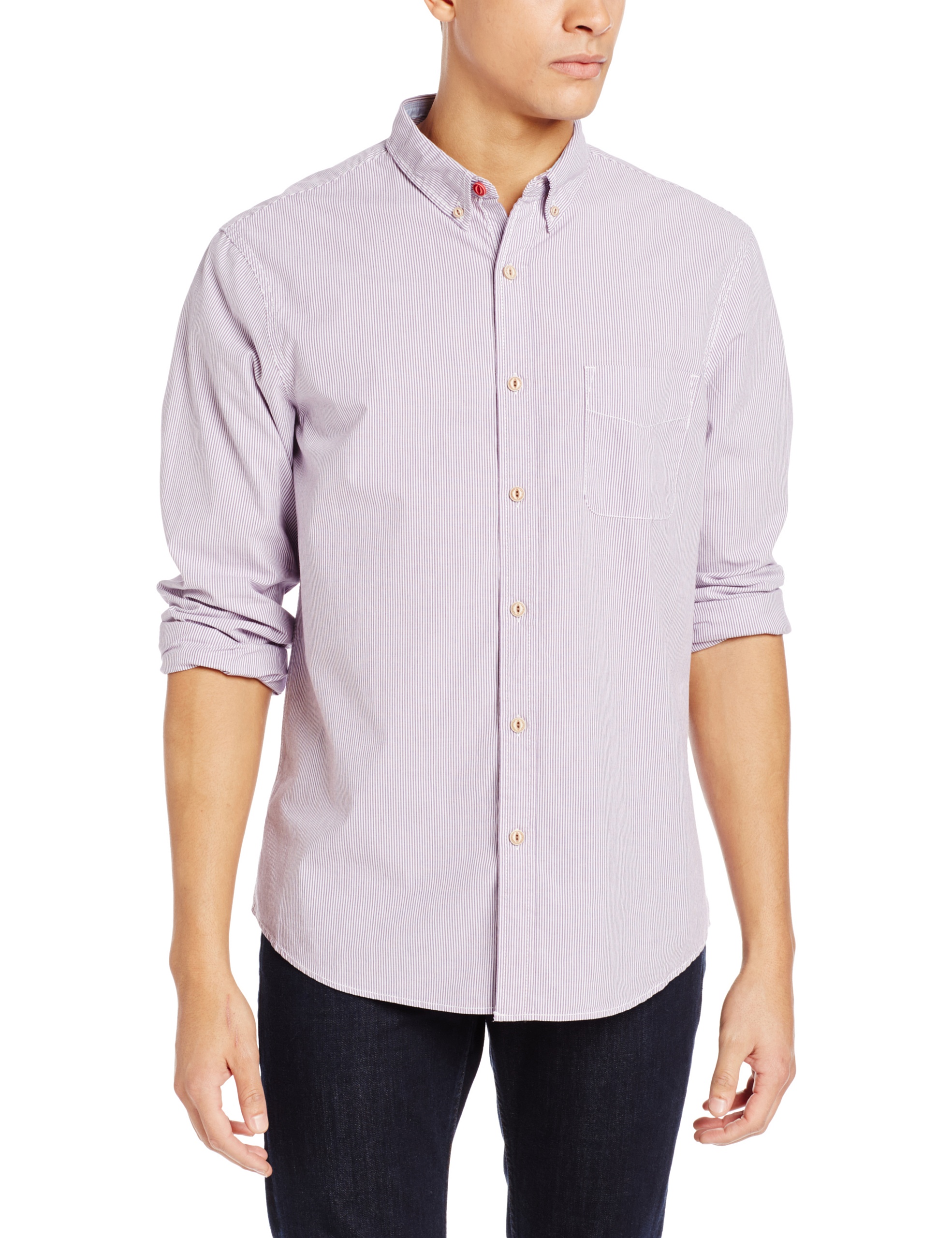 Perry Ellis Men's Long Sleeve Slim Fit Stripe Woven Shirt