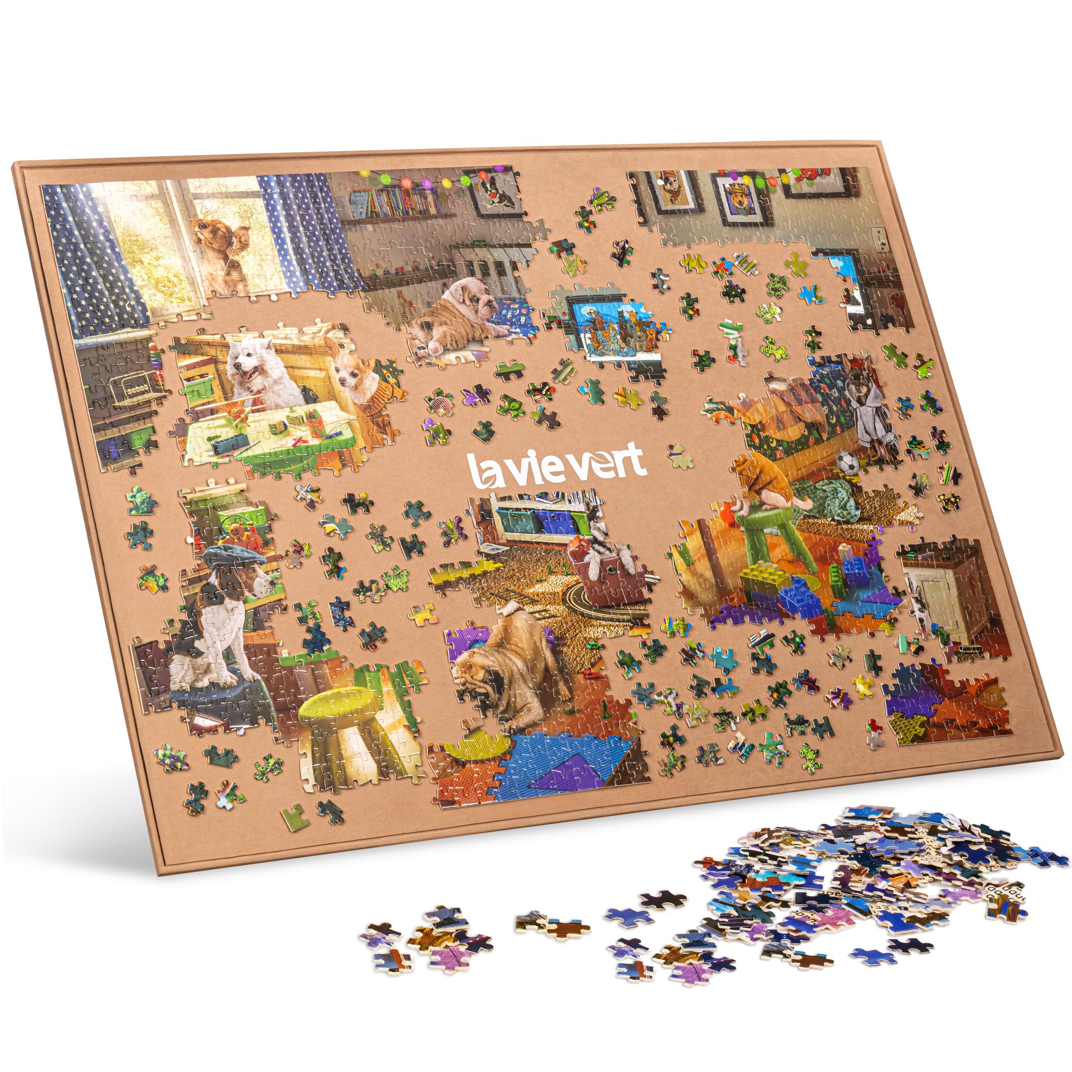 Lavievert Jigsaw Puzzle Board Portable Puzzle Saver for Puzzle Storage, Lightweight & Easy Transport, for 1500 Piece Jigsaws Puzzles (Khaki)