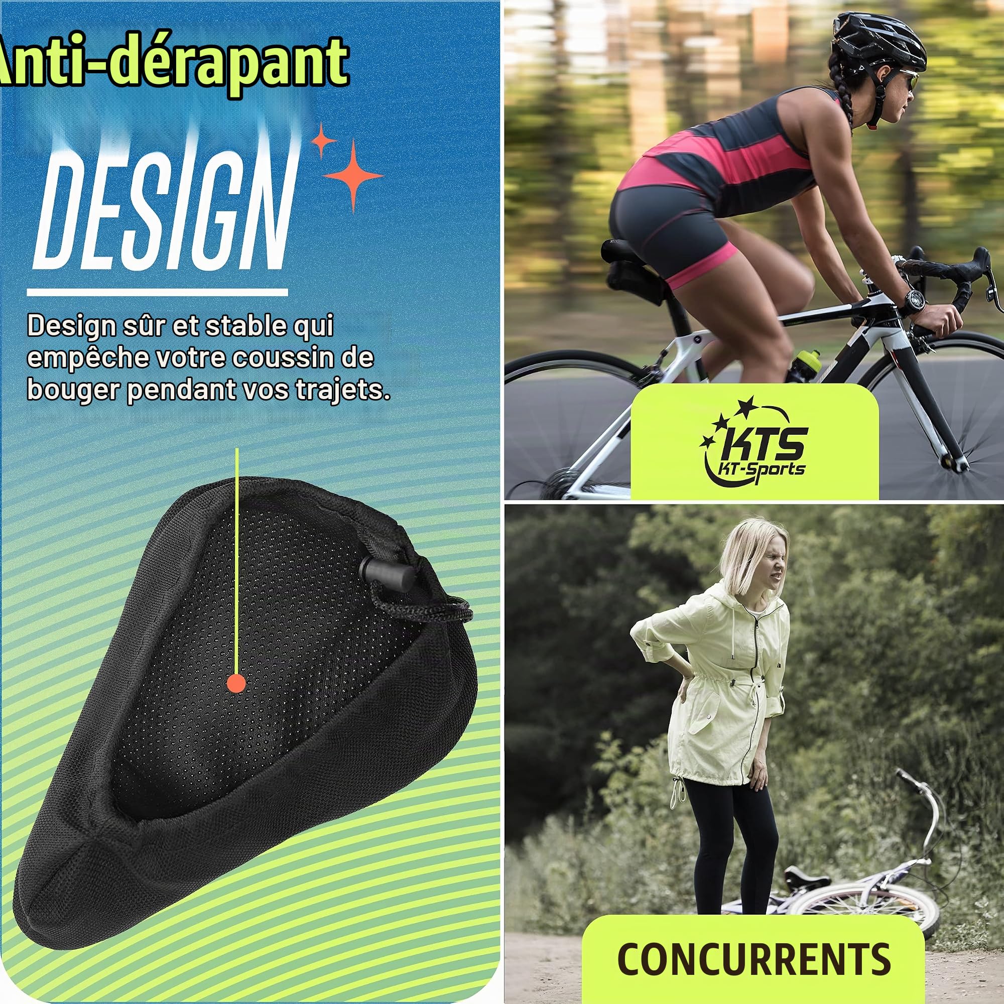 Housse de selle de vélo en gel très confortable.