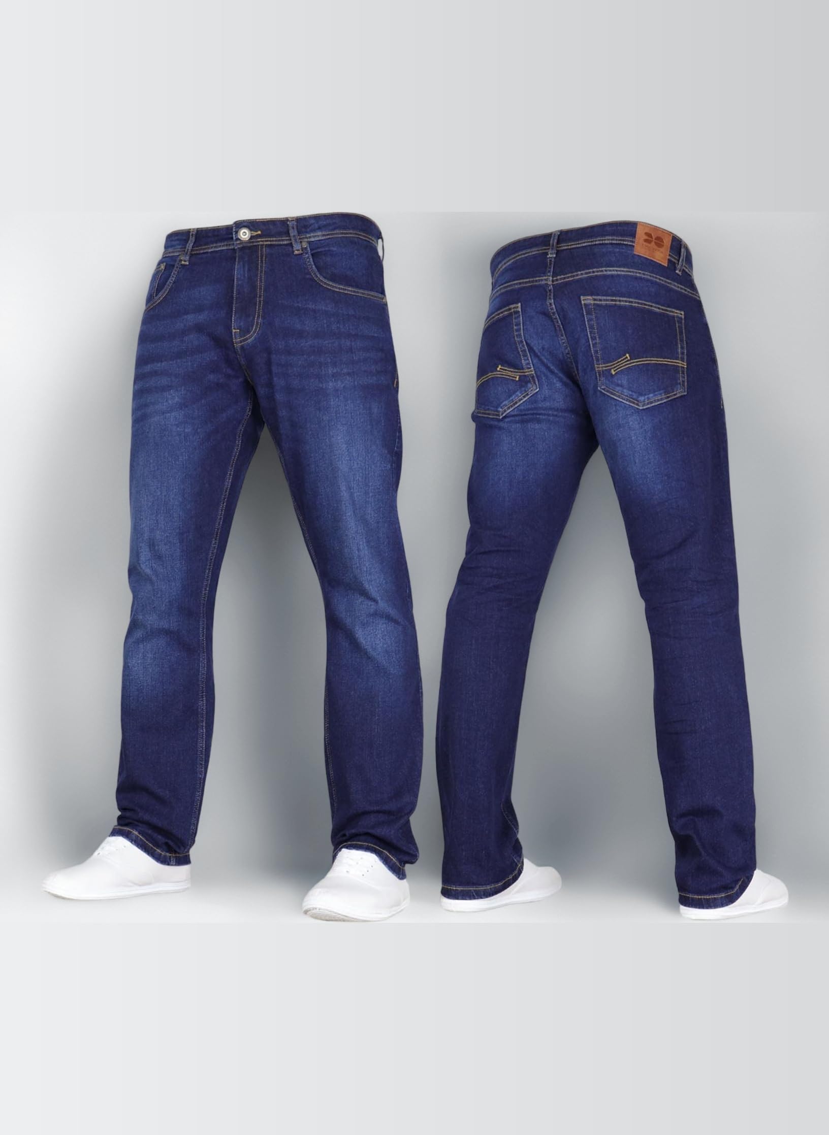 Mens Stretch Straight Leg Classic Regular Fit Basic Denim Jeans, 5 Pocket, Zipper, Solid, 30, 32 or 34 inches