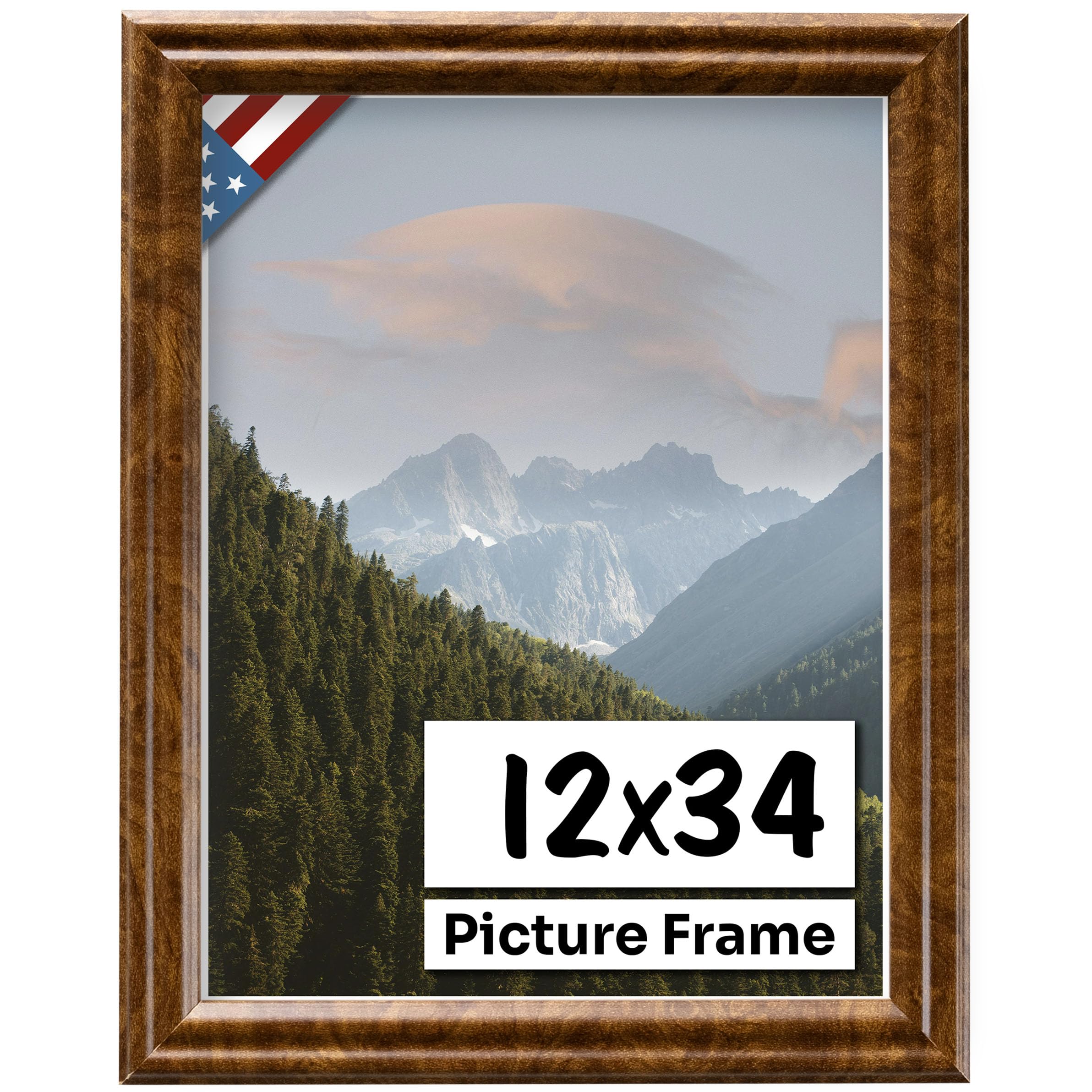 12x34 Brown Burl.75 in Wooden Photo Picture Poster Frame