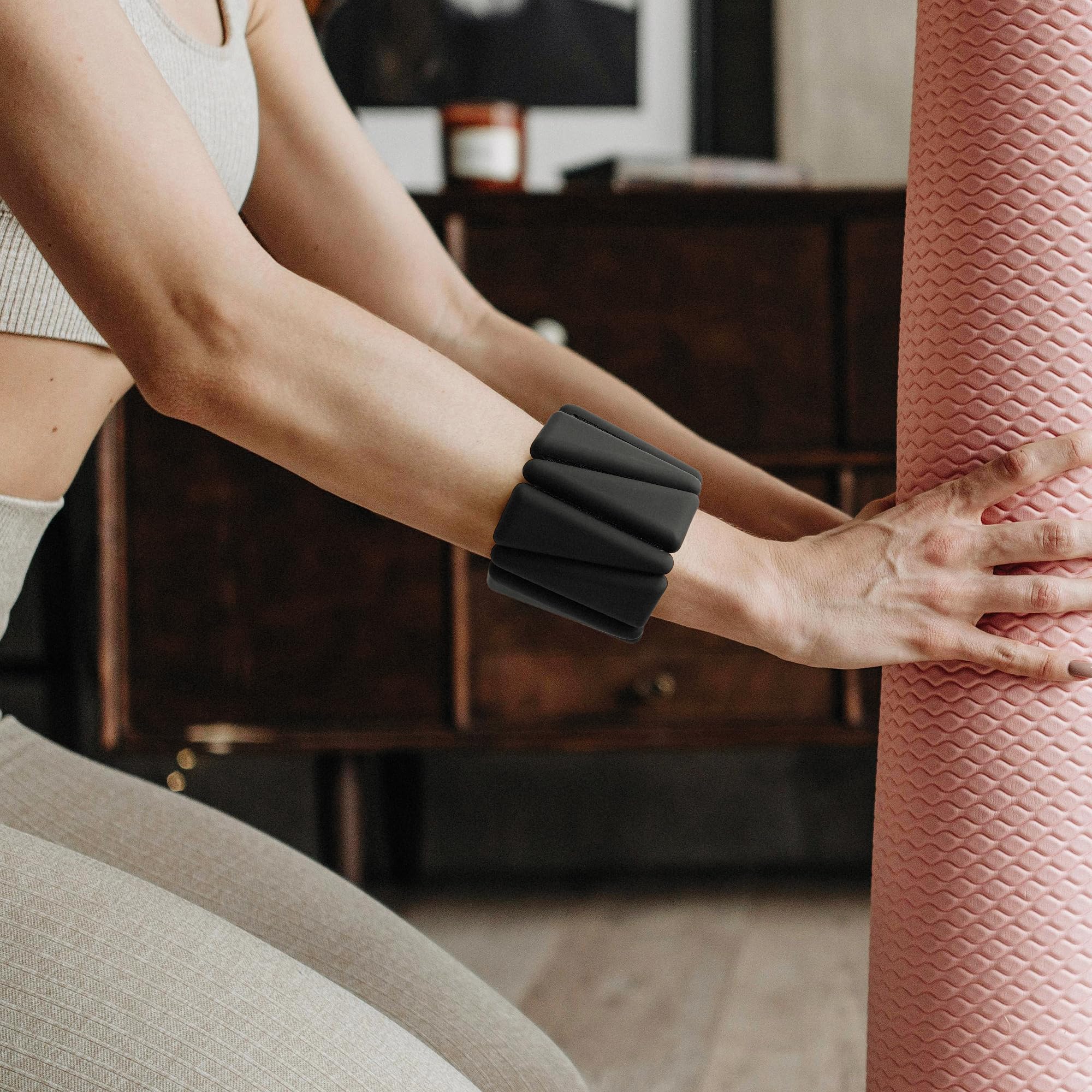 Juego de 2 pesas de silicona, pesas para muñeca y tobillo, para fitness y correr, peso del pie con tejido transpirable, peso ajustable, yoga, boxeo, pilates