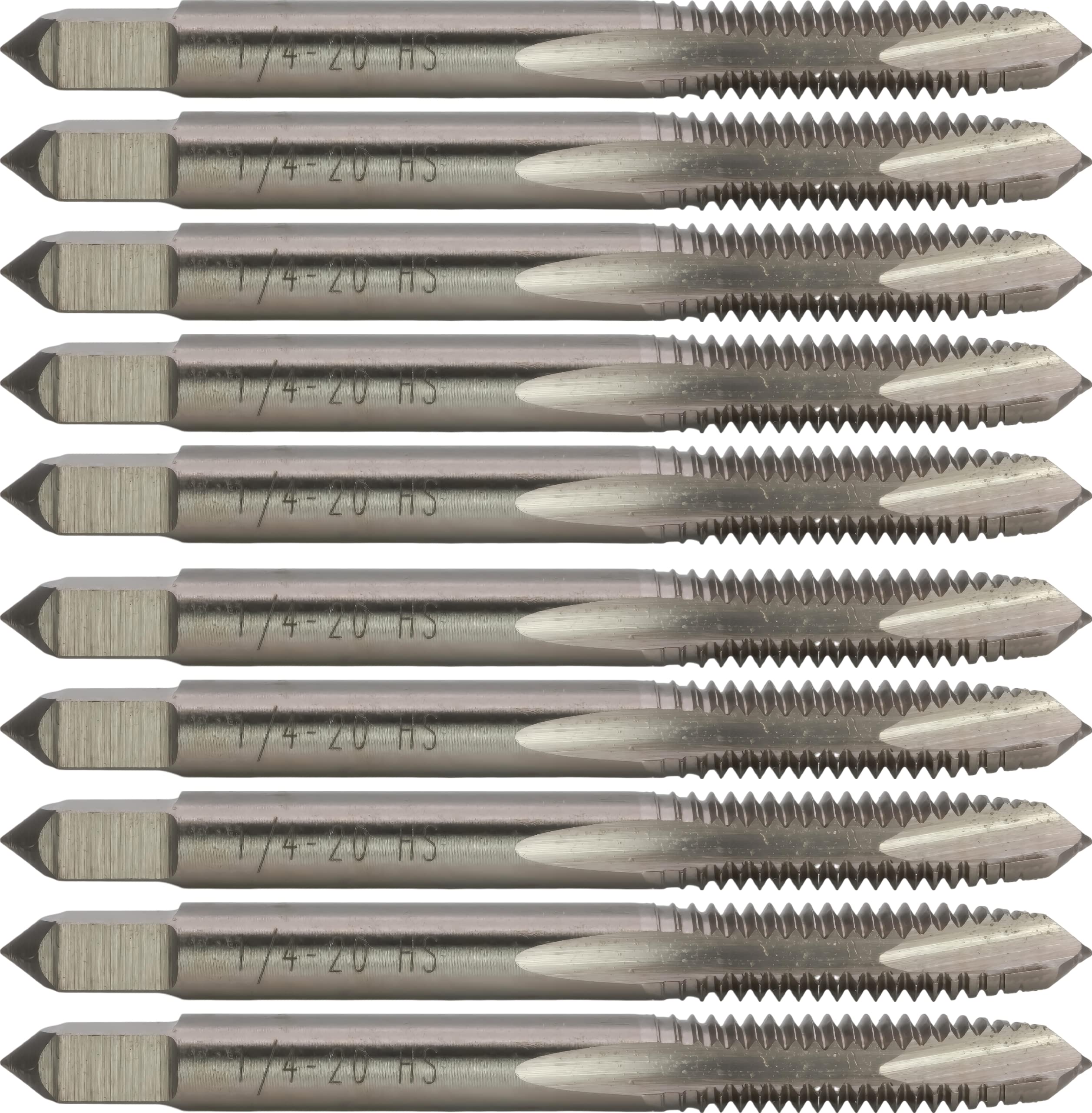 10 pcs M35 Cobalt Steel Spiral Point Threading Taps, 1/4