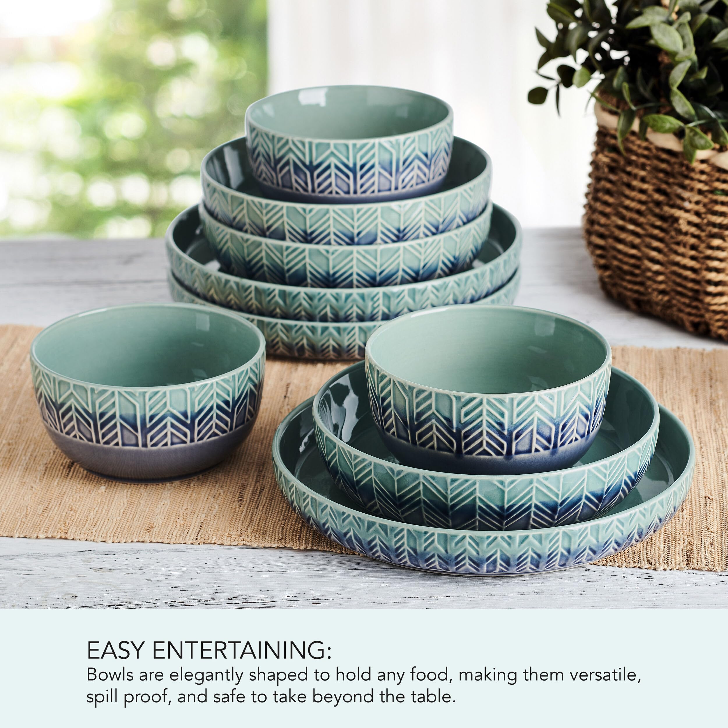 Amazon.com | Mikasa Osborne 9 Piece Dinnerware Bowl Set, Service