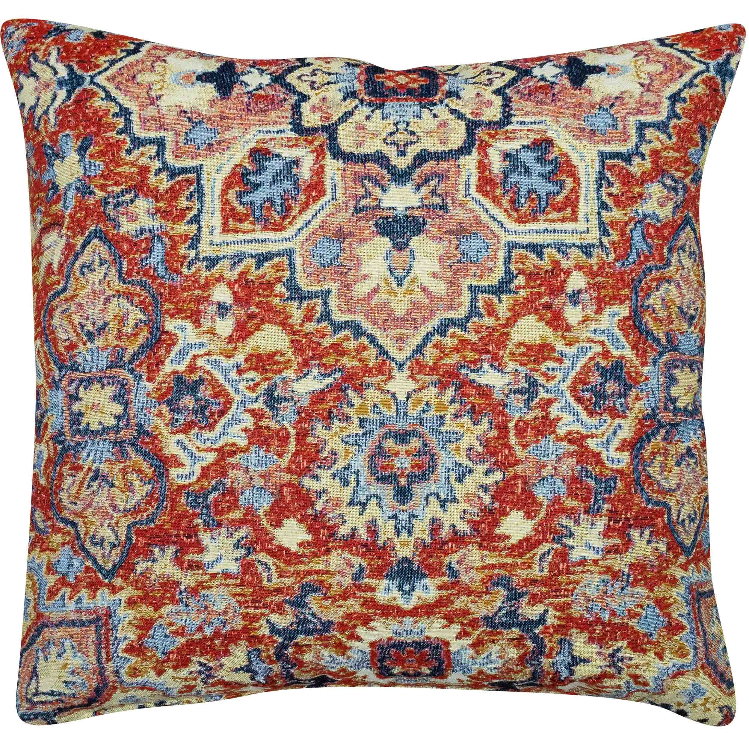 Linen Loft Marrakesh Tapestry Extra-Large Cushion Cover. Traditional Red, Blue and Multicoloured Geometric Navajo Kilim Design. 23x23 XL Square Cushion Cover Only.